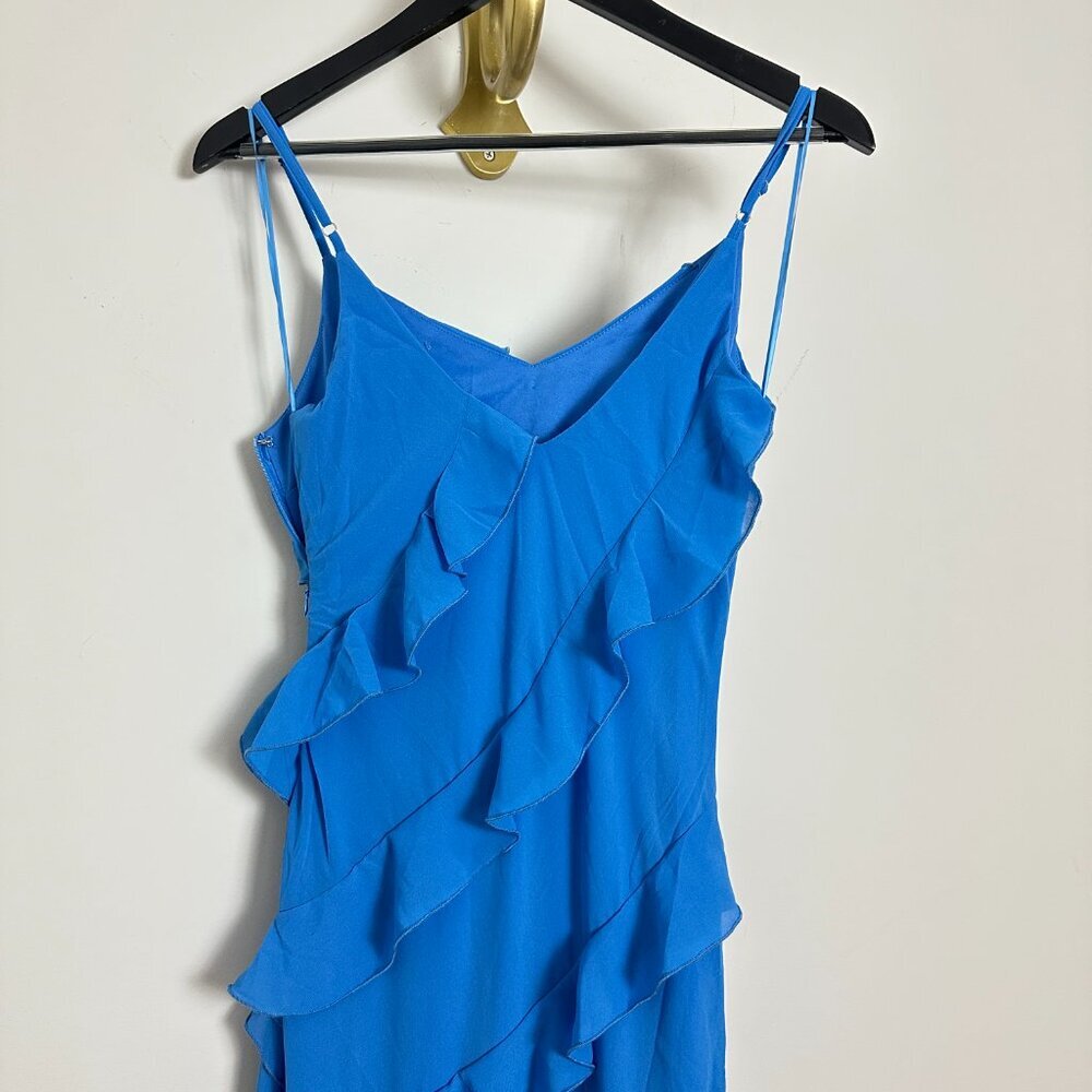 PETAL & PUP Ciao Ruffle Chiffon Gown in Blue Size Small - Picture 8 of 9